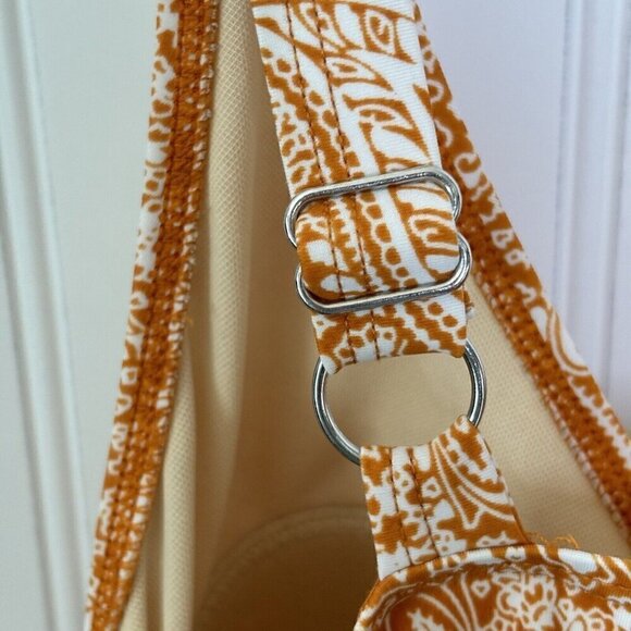 D & Co. Beach Womens 22W Orange Paisley Ruched Faux Wrap Adjust Strap Sw… - Picture 8 of 16